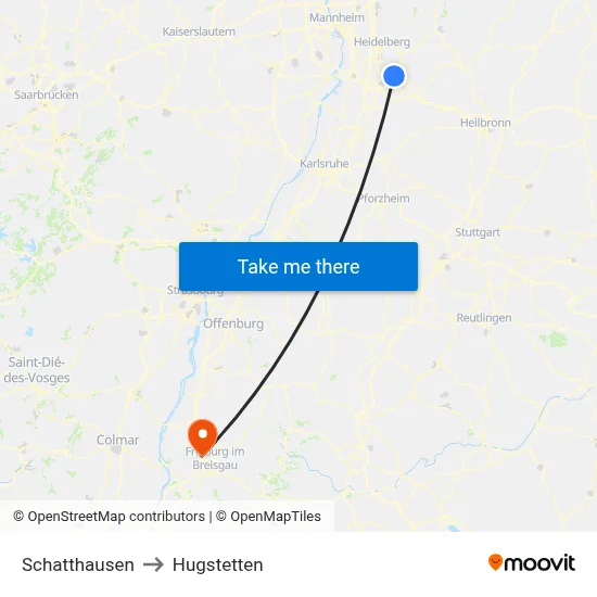 Schatthausen to Hugstetten map