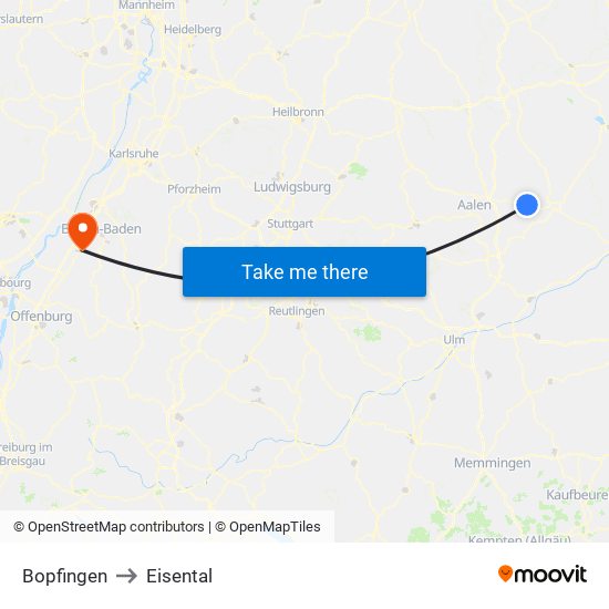 Bopfingen to Eisental map