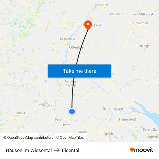 Hausen Im Wiesental to Eisental map
