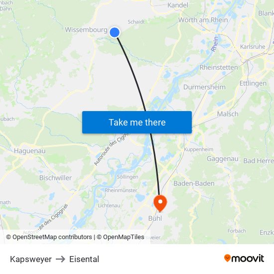 Kapsweyer to Eisental map
