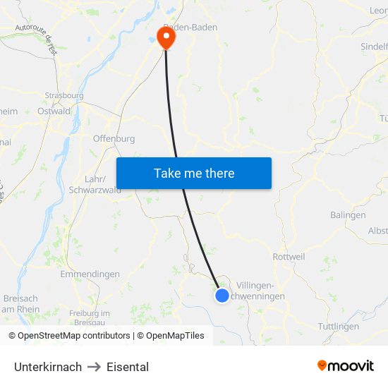 Unterkirnach to Eisental map