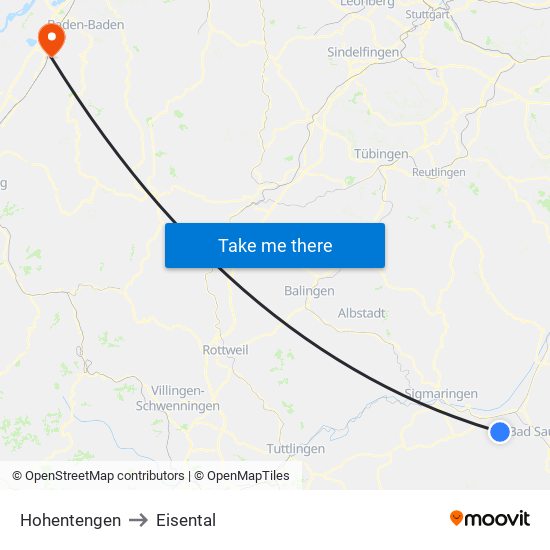 Hohentengen to Eisental map