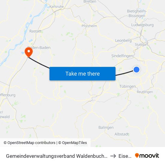 Gemeindeverwaltungsverband Waldenbuch/Steinenbronn to Eisental map