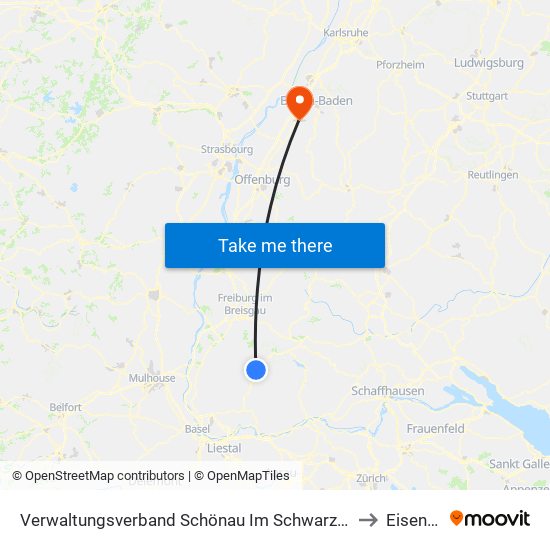 Verwaltungsverband Schönau Im Schwarzwald to Eisental map