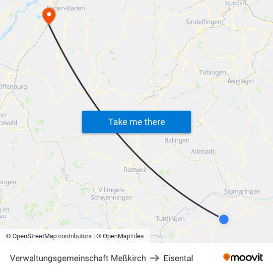 Verwaltungsgemeinschaft Meßkirch to Eisental map