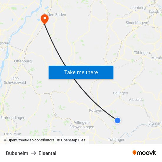 Bubsheim to Eisental map