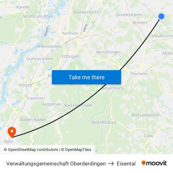 Verwaltungsgemeinschaft Oberderdingen to Eisental map