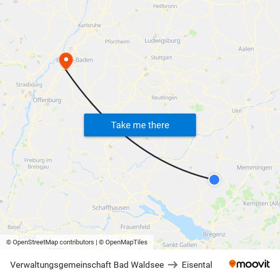 Verwaltungsgemeinschaft Bad Waldsee to Eisental map