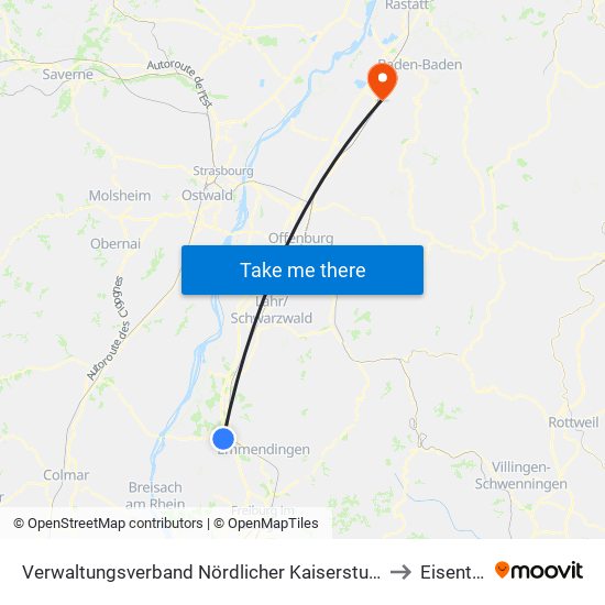 Verwaltungsverband Nördlicher Kaiserstuhl to Eisental map