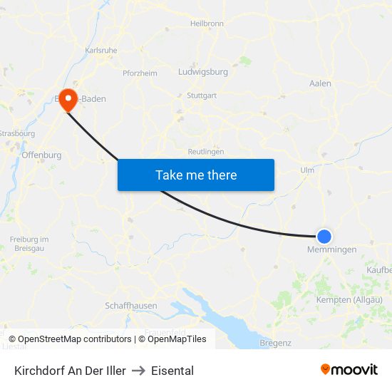 Kirchdorf An Der Iller to Eisental map