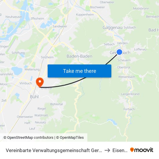 Vereinbarte Verwaltungsgemeinschaft Gernsbach to Eisental map