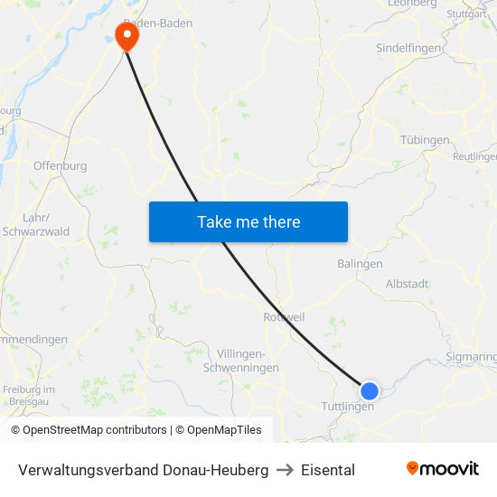 Verwaltungsverband Donau-Heuberg to Eisental map