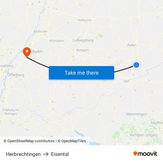 Herbrechtingen to Eisental map