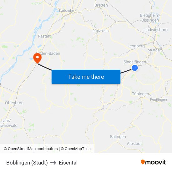 Böblingen (Stadt) to Eisental map