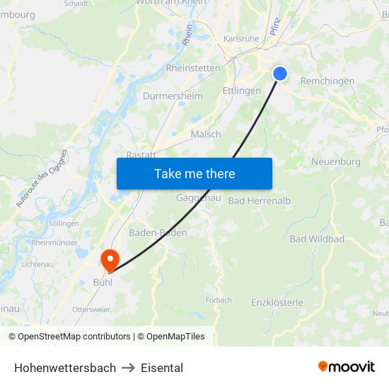 Hohenwettersbach to Eisental map