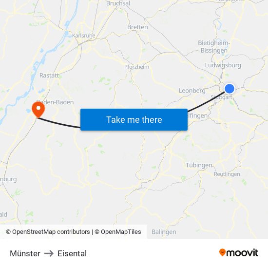 Münster to Eisental map