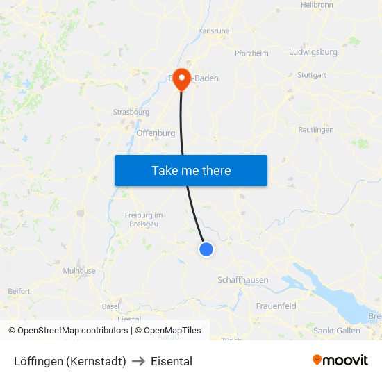 Löffingen (Kernstadt) to Eisental map