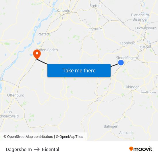 Dagersheim to Eisental map