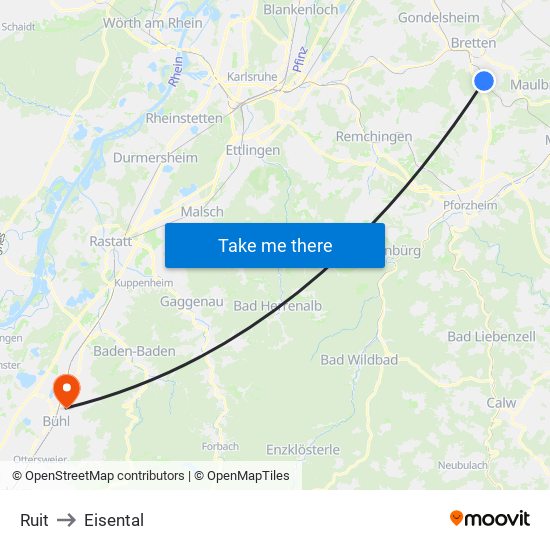 Ruit to Eisental map