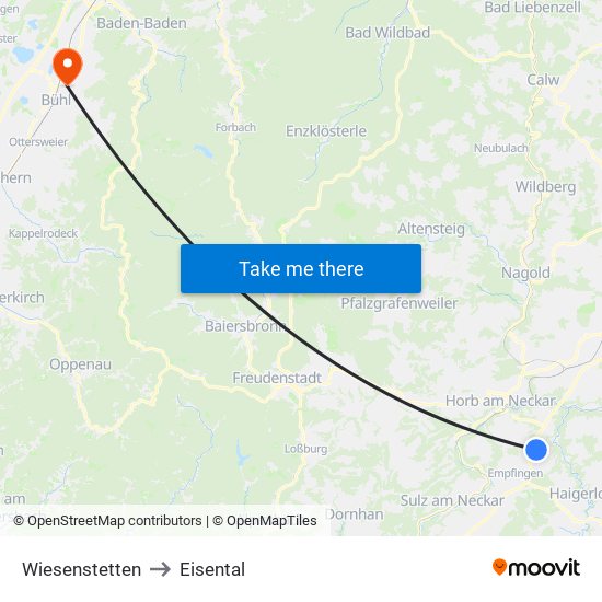 Wiesenstetten to Eisental map