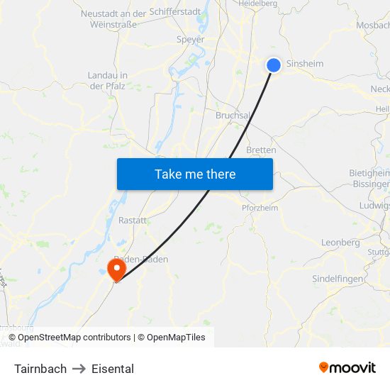 Tairnbach to Eisental map