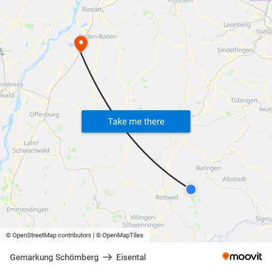 Gemarkung Schömberg to Eisental map