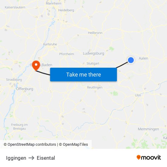 Iggingen to Eisental map