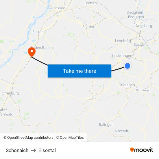 Schönaich to Eisental map