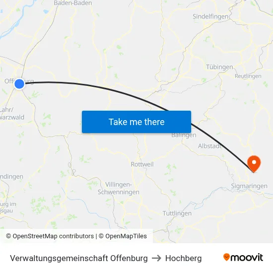 Verwaltungsgemeinschaft Offenburg to Hochberg map