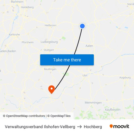 Verwaltungsverband Ilshofen-Vellberg to Hochberg map