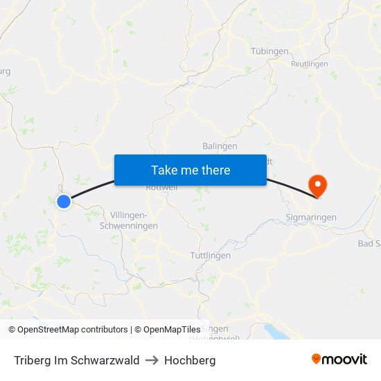 Triberg Im Schwarzwald to Hochberg map