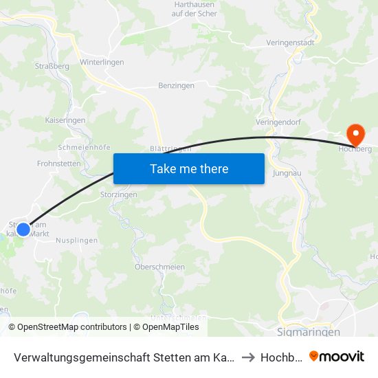 Verwaltungsgemeinschaft Stetten am Kalten Markt to Hochberg map