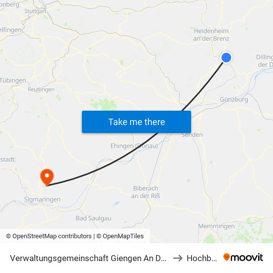 Verwaltungsgemeinschaft Giengen An Der Brenz to Hochberg map