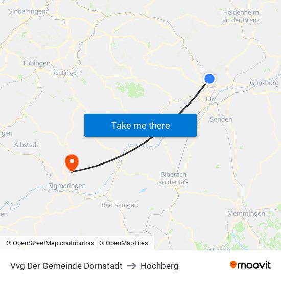Vvg Der Gemeinde Dornstadt to Hochberg map