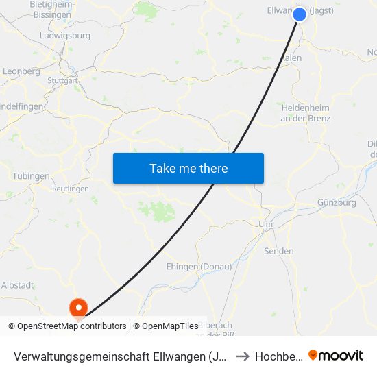 Verwaltungsgemeinschaft Ellwangen (Jagst) to Hochberg map