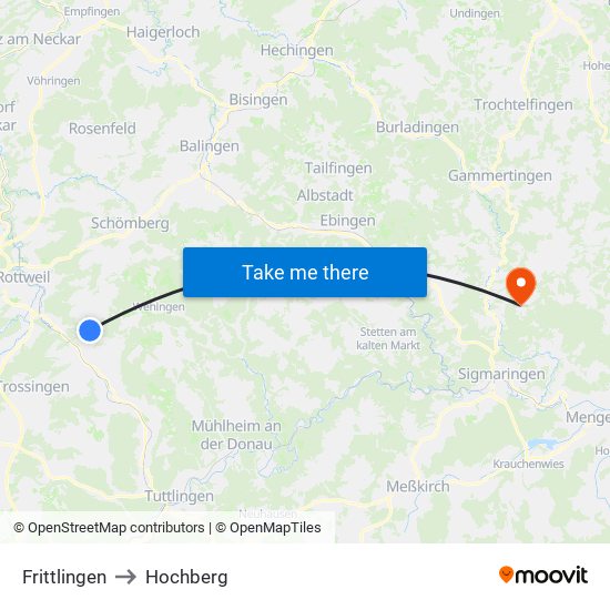 Frittlingen to Hochberg map