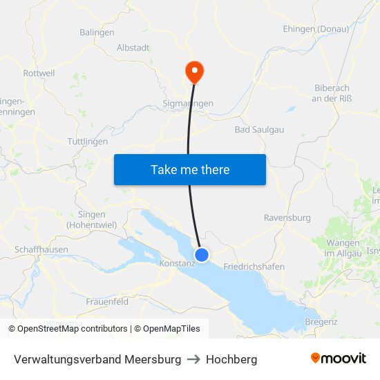 Verwaltungsverband Meersburg to Hochberg map