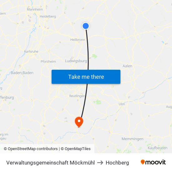 Verwaltungsgemeinschaft Möckmühl to Hochberg map