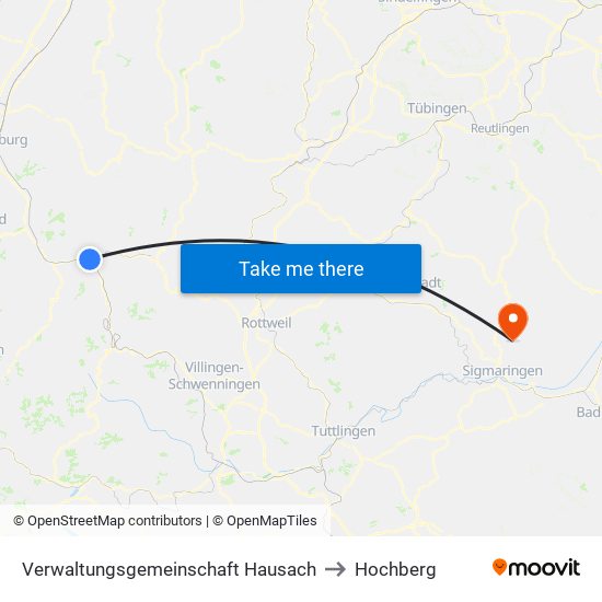 Verwaltungsgemeinschaft Hausach to Hochberg map