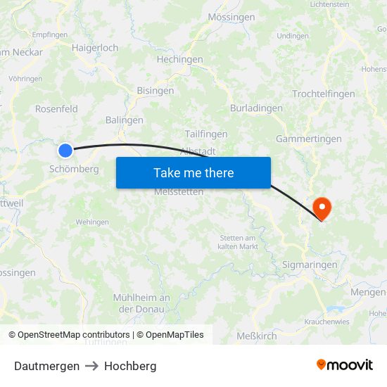 Dautmergen to Hochberg map