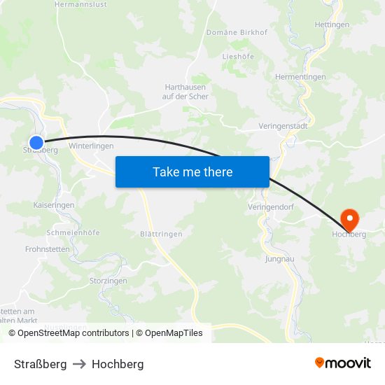 Straßberg to Hochberg map