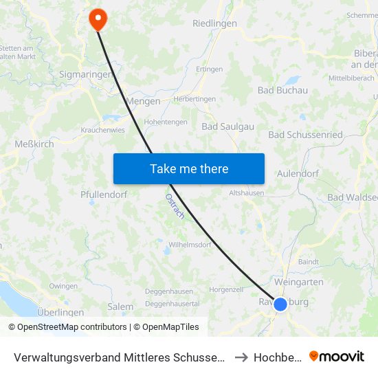 Verwaltungsverband Mittleres Schussental to Hochberg map