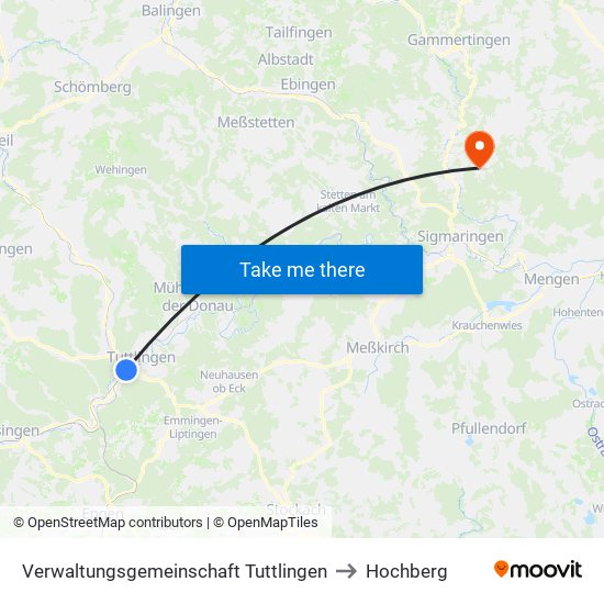 Verwaltungsgemeinschaft Tuttlingen to Hochberg map