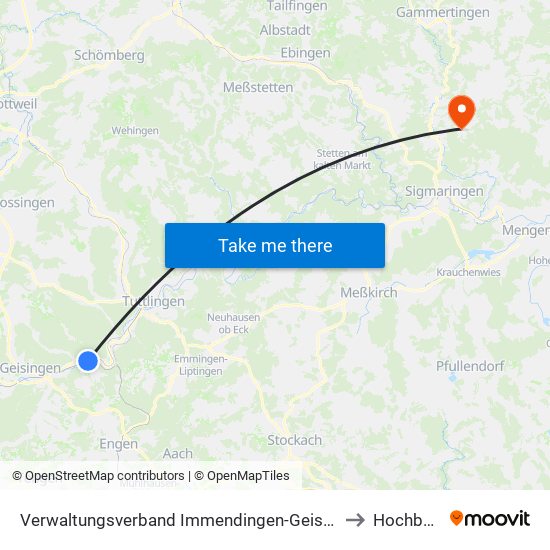 Verwaltungsverband Immendingen-Geisingen to Hochberg map