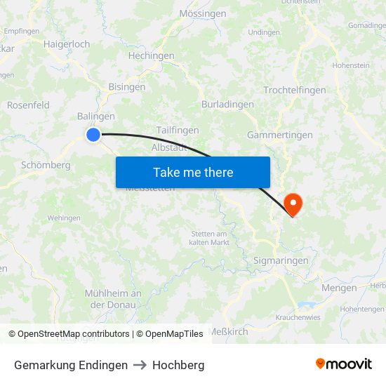 Gemarkung Endingen to Hochberg map