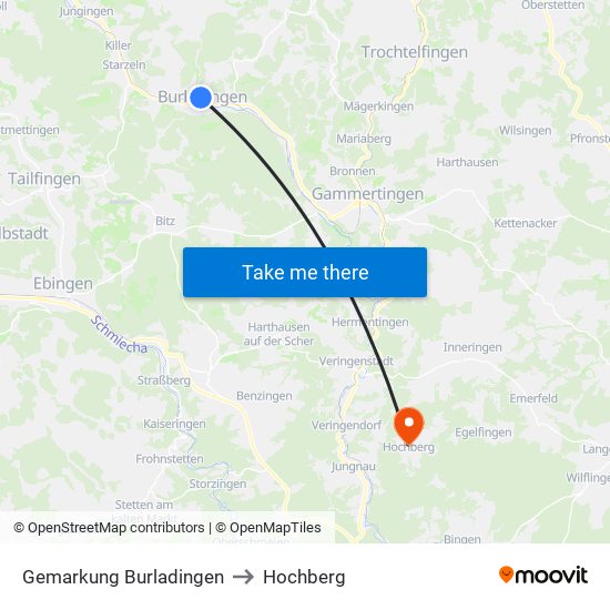 Gemarkung Burladingen to Hochberg map