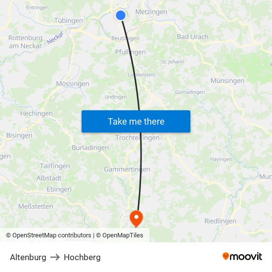 Altenburg to Hochberg map