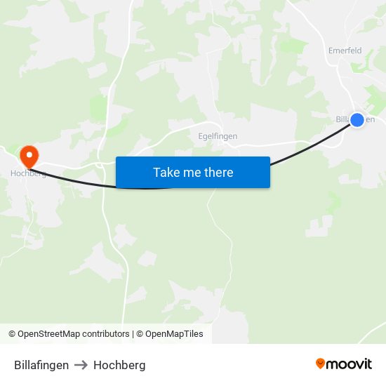 Billafingen to Hochberg map