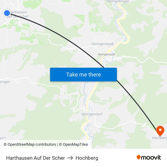 Harthausen Auf Der Scher to Hochberg map