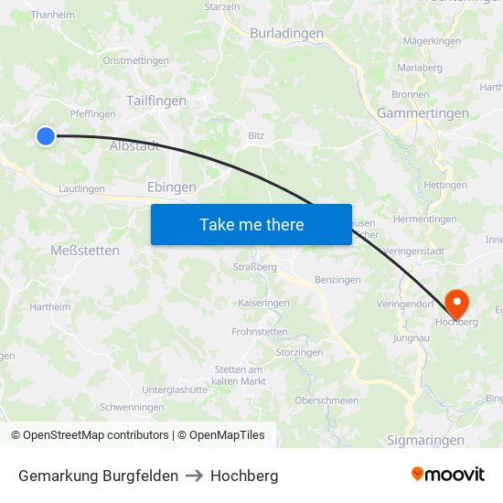 Gemarkung Burgfelden to Hochberg map